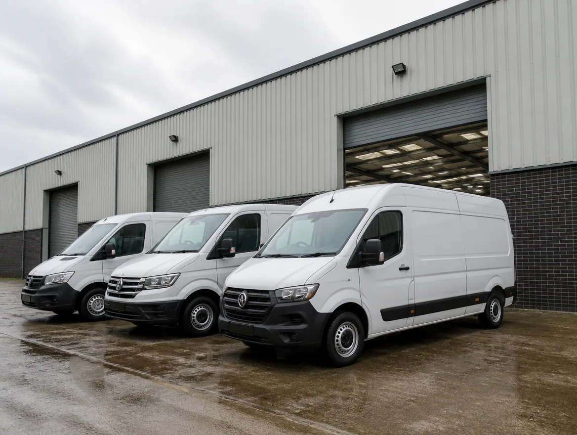 Service vans outside the operations base
