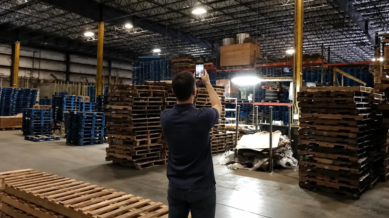 Filming the ceiling lights in a warehouse